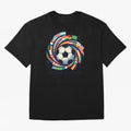 2D World Cup 2026 Football Spiral Flag Design T-Shirt Oversized T-Shirt Show Your Love for Global Football Passion for FIFA World Cup 2026, Driven by CR7 and Messi, England, Football Festival Excitement, Trophy Ambitions, Country Rivalries and Star