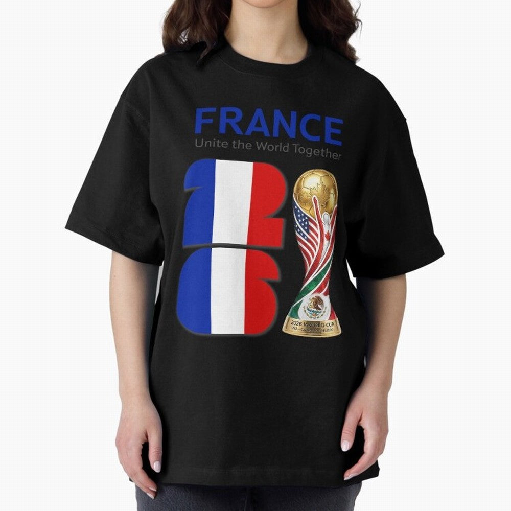 World Cup 2026, IMG 030, FRANCE 001 Oversized T-Shirt Capture Global Football Passion for FIFA World Cup 2026 Group Stage, Made for Cristiano Ronaldo, England and Germany, Vintage Soccer Flavor, Modern Football Stars, National Flags and Final Night