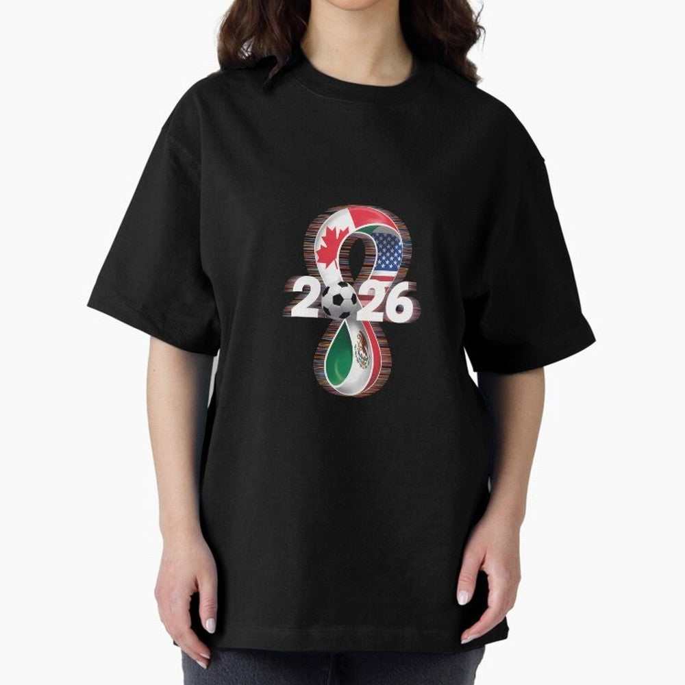 Usa Canada Mexico Soccer Football 2026 Oversized T-Shirt Spotlight Match Day Hype around FIFA World Cup 2026 Group Stage, CR7 and Messi, Portugal, Spain and Germany, Goal Celebration Energy, Supporter Heritage, Football Icons and Worldwide