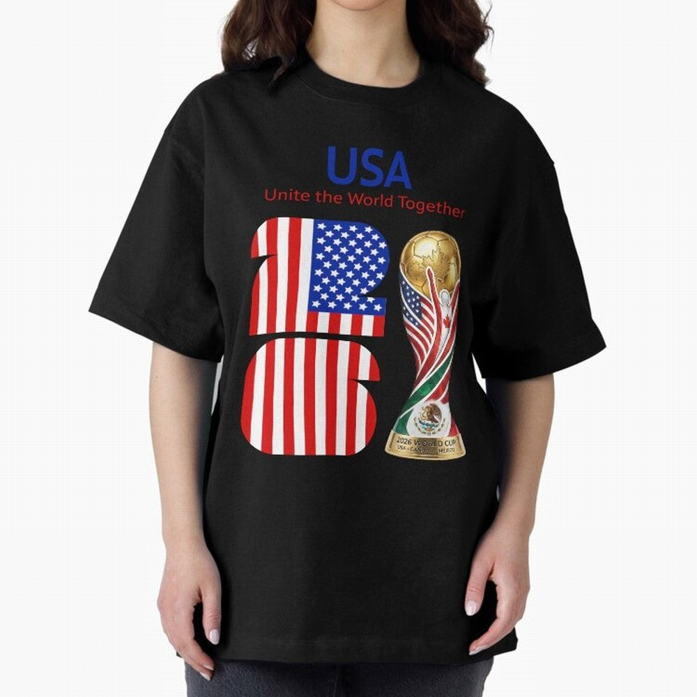 World Cup 2026, IMG 020, USA 001 Oversized T-Shirt Build the FIFA World Cup 2026 Group Stage Journey through Haaland and Mbappe Highlights, England and Germany Pride, Football Passion, Legendary Performances, Festival Vibes and Supporter Community;