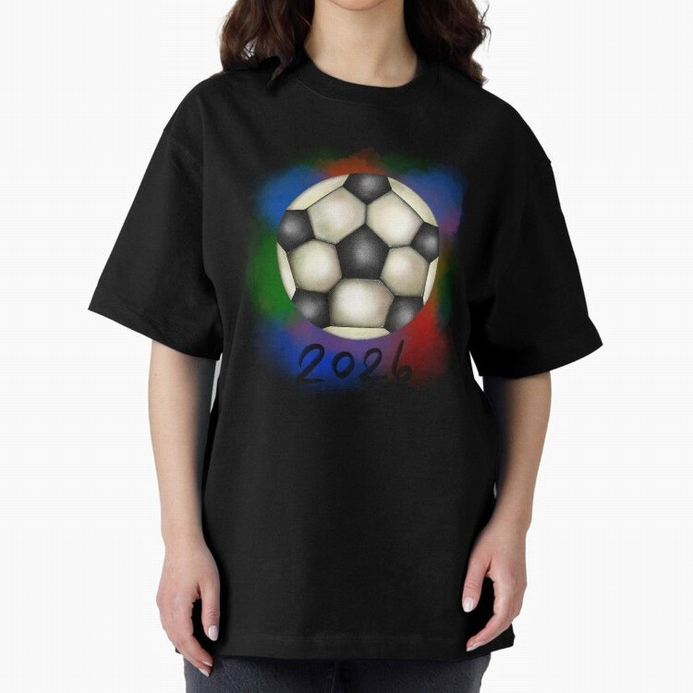 Football soccer Oversized T-Shirt Follow the Final Road of Match Day Hype around FIFA World Cup 2026 USA Canada Mexico, Messi, Neymar and Mbappe, England, France and Netherlands, Global Supporter Spirit, Legendary Goals, National Colors and
