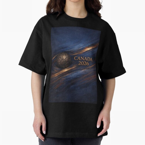 Canada 2026 Soccer Inspired Design Oversized T-Shirt Make Every Kick Count in the FIFA World Cup 2026 USA Canada Mexico Journey through Haaland and Mbappe Highlights, Portugal, Spain and Germany Pride, Classic Soccer Heritage, Championship