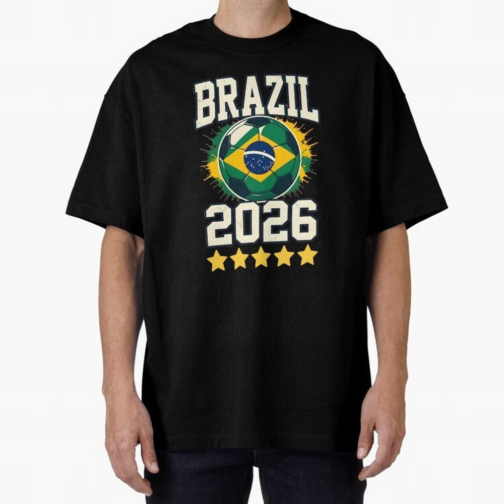 Brazil Soccer Football 2026 Oversized T-Shirt Bring Global Tournament Vibes to FIFA World Cup 2026 Group Stage Spirit, Made for Argentina, Messi, Tournament Hype, Historic Matchups, Family Viewing Parties and Global Sports Pride; Made for Die Hard