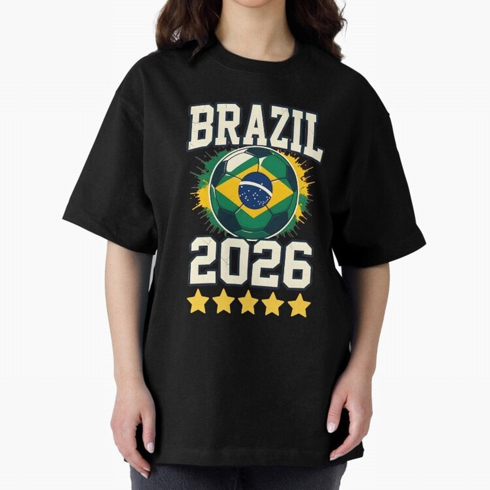 Brazil Soccer Football 2026 Oversized T-Shirt Bring Global Tournament Vibes to FIFA World Cup 2026 Group Stage Spirit, Made for Argentina, Messi, Tournament Hype, Historic Matchups, Family Viewing Parties and Global Sports Pride; Made for Die Hard