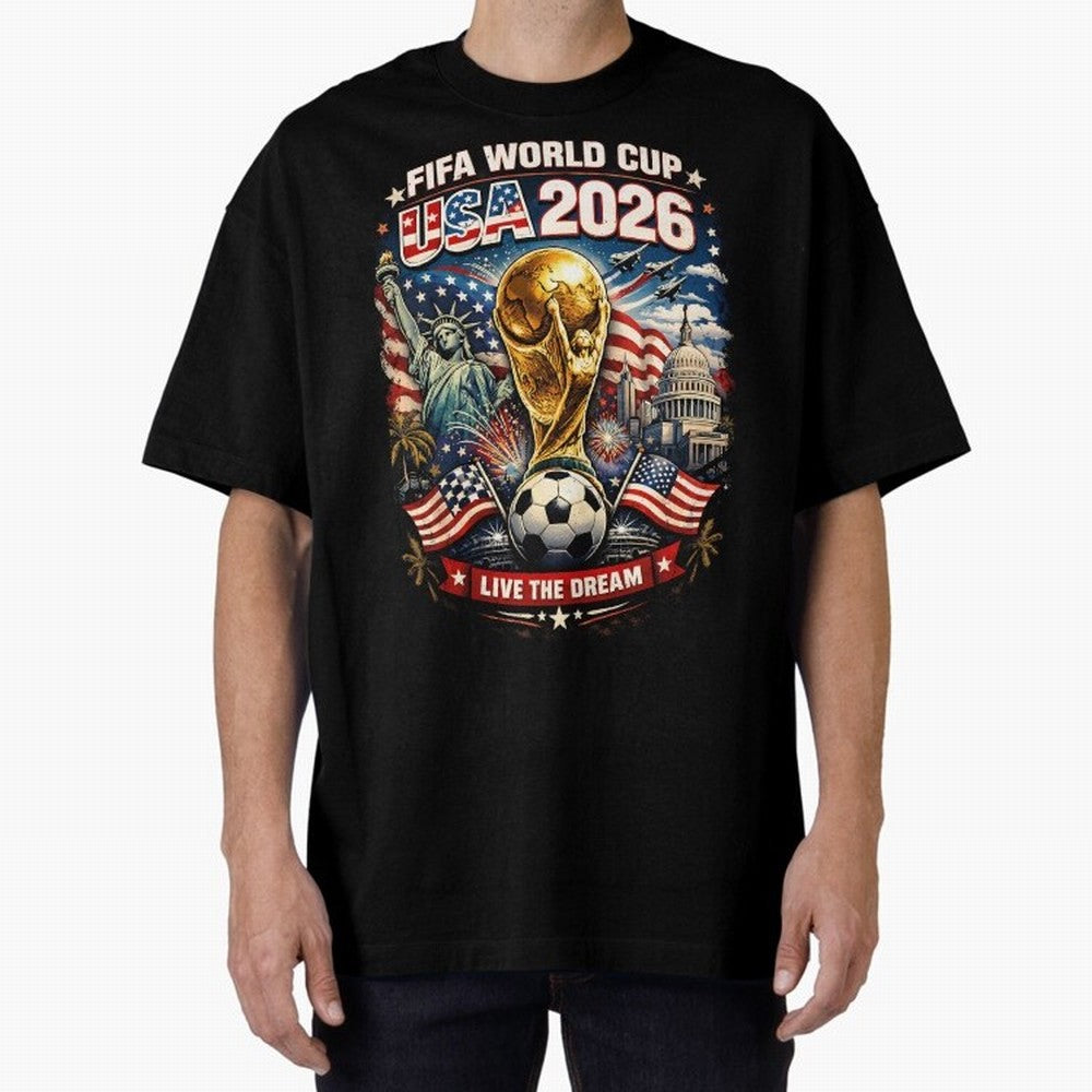 Fifa World Cup USA 2026 Colour Oversized T-Shirt Represent FIFA World Cup 2026 Group Stage Celebrating CR7, France and Portugal Energy, Soccer Culture, Superstar Moments, National Team Dreams and Competitive Fire; Great for Watch Parties, Sports