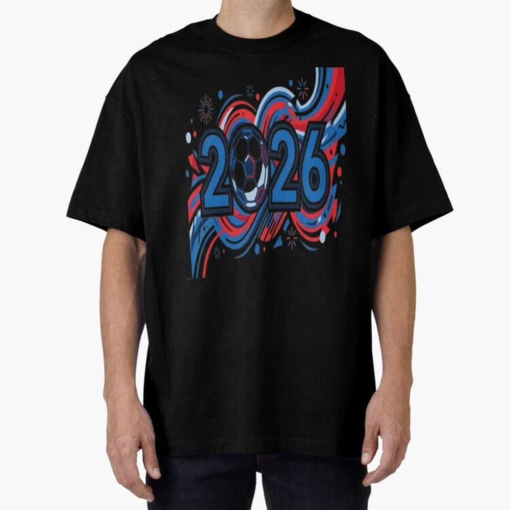 Football 2026 Oversized T-Shirt Bring Trophy Dreams to FIFA World Cup 2026 Spirit, Centered on England, France and Netherlands, CR7, Championship Spirit, Famous Goals, Roaring Crowds and International Football Unity; Perfect for People Who Love