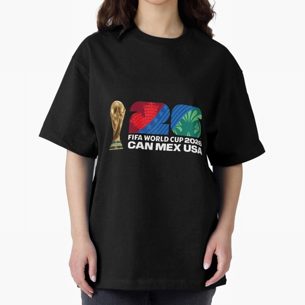 World Cup26 Host Country Trophy Oversized T-Shirt Bring Supporter Culture to Match Day Hype around FIFA World Cup 2026 Group Stage, Cristiano Ronaldo, Brazil, Portugal and Argentina, Fan Favorite Moments, National Team Passion, Big Match Drama and