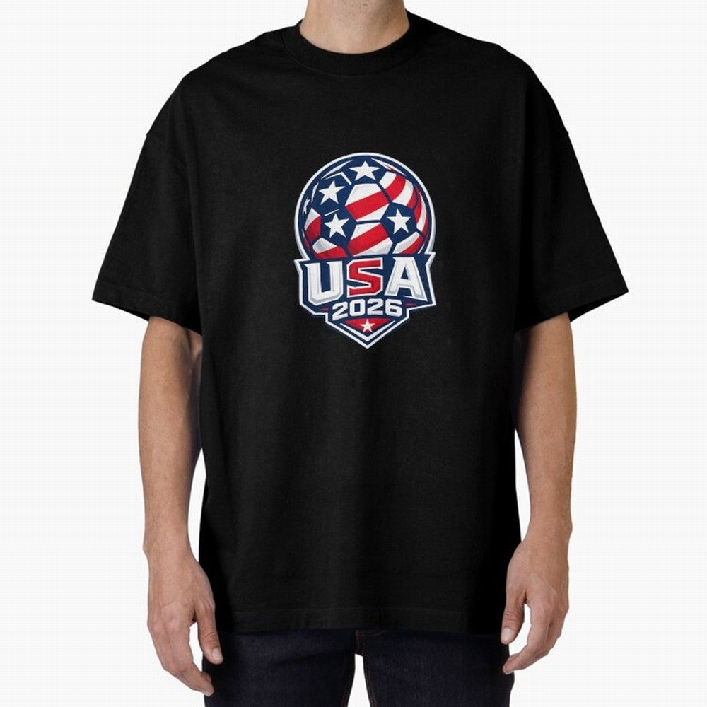 Usa 2026 World Cup - Star Spangled Soccer - American Host Fan Oversized T-Shirt Bring FIFA World Cup 2026 USA Canada Mexico for Fans of Cristiano Ronaldo, Haaland and CR7 and England, France and Netherlands, Bringing Fan Favorite Moments, National