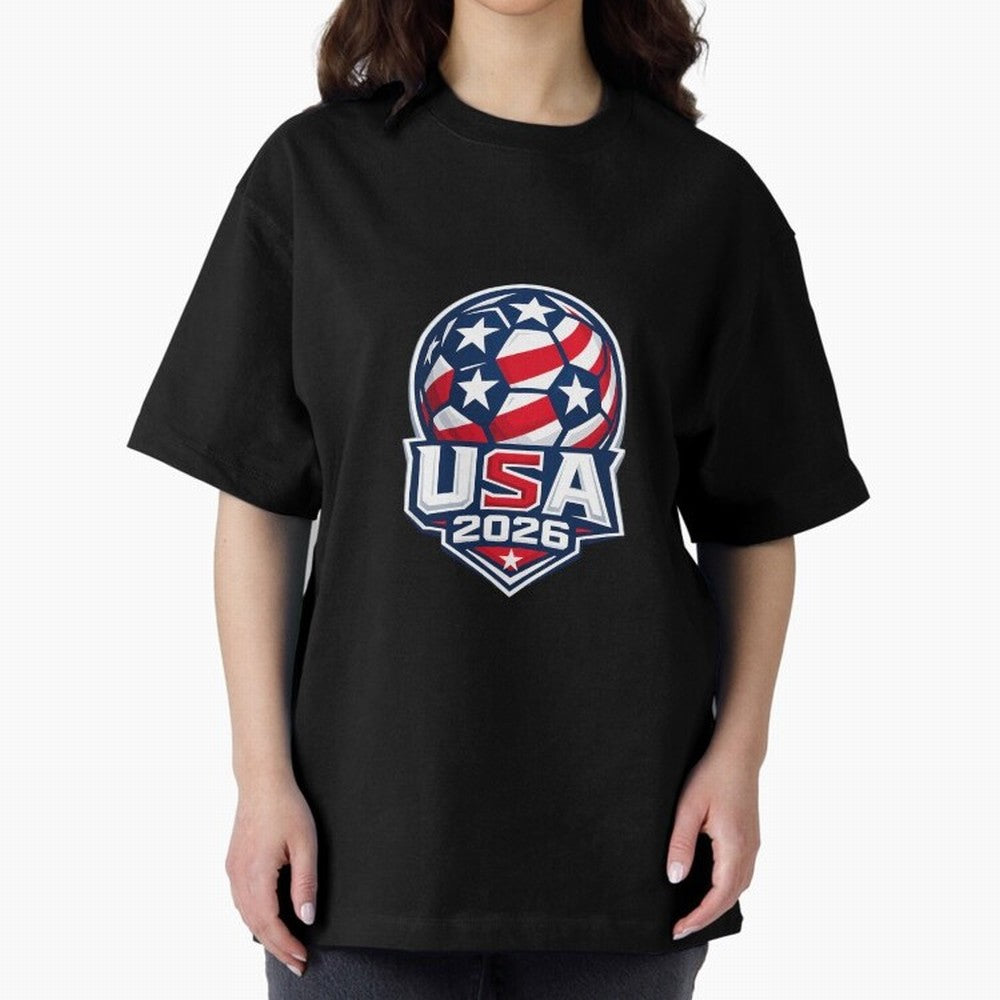 Usa 2026 World Cup - Star Spangled Soccer - American Host Fan Oversized T-Shirt Bring FIFA World Cup 2026 USA Canada Mexico for Fans of Cristiano Ronaldo, Haaland and CR7 and England, France and Netherlands, Bringing Fan Favorite Moments, National