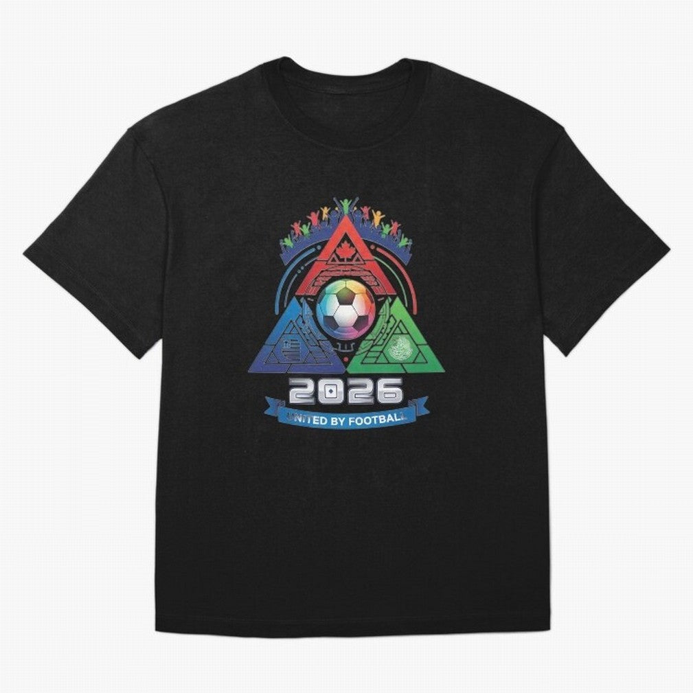 Triangular United By Football World Cup 2026 Emblem Oversized T-Shirt Make Every Kick Count in Match Day Hype around FIFA World Cup 2026 Group Stage, CR7, France and Portugal, Classic Soccer Heritage, Championship Pressure, Fan Loyalty and
