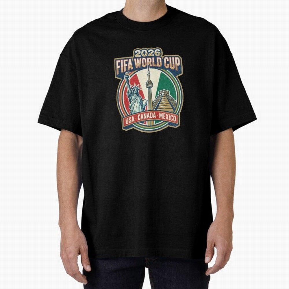North America United Soccer 2026 Vintage Crest Oversized T-Shirt Show Passion for the Stars of Global Football Passion for FIFA World Cup 2026 Group Stage, Connected to Neymar, England, France and Netherlands, Soccer Culture, Superstar Moments,
