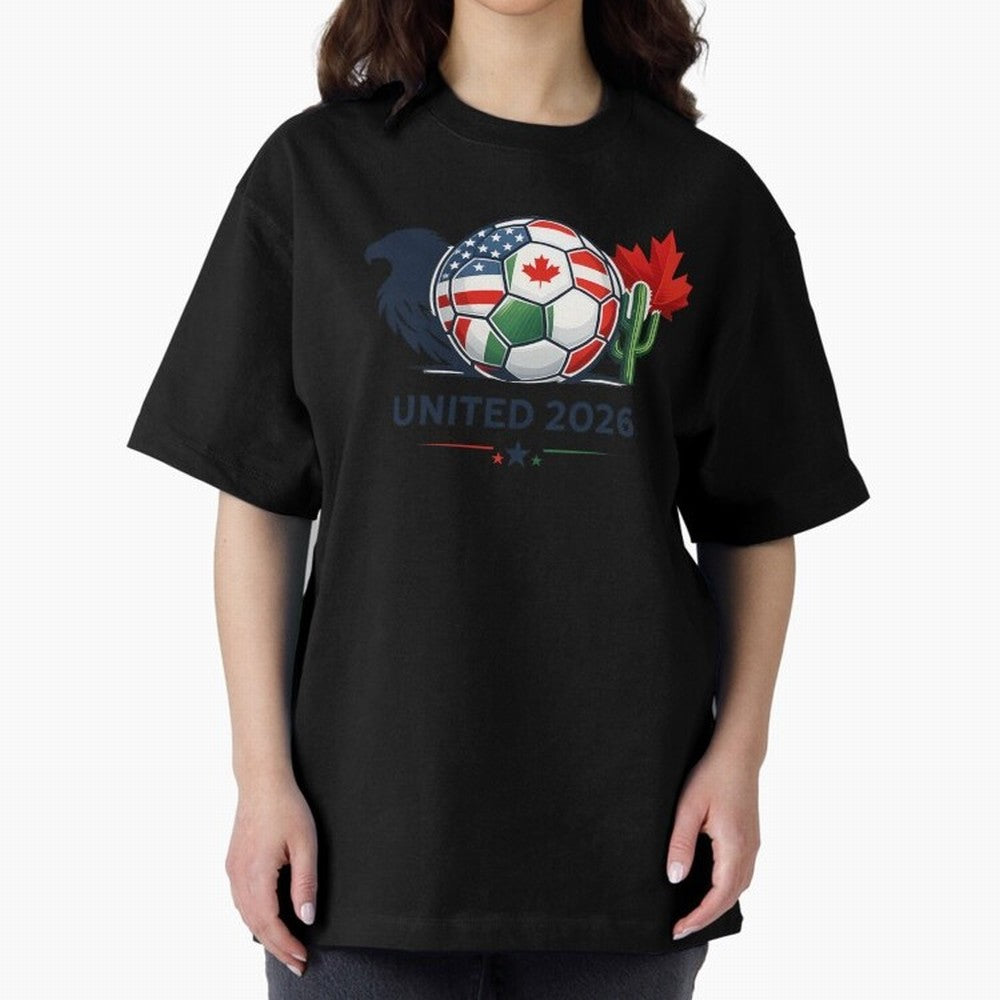 World Cup 2026 United Soccer Design Oversized T-Shirt Bring Retro Soccer Energy to Global Football Passion for FIFA World Cup 2026 USA Canada Mexico, Filled with Cristiano Ronaldo, Haaland and CR7, France, Vintage Soccer Flavor, Modern Football