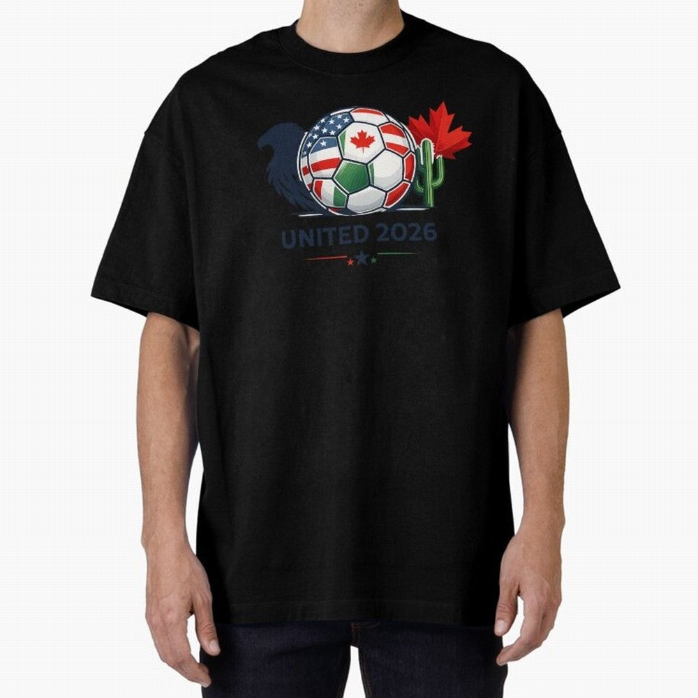 World Cup 2026 United Soccer Design Oversized T-Shirt Bring Retro Soccer Energy to Global Football Passion for FIFA World Cup 2026 USA Canada Mexico, Filled with Cristiano Ronaldo, Haaland and CR7, France, Vintage Soccer Flavor, Modern Football