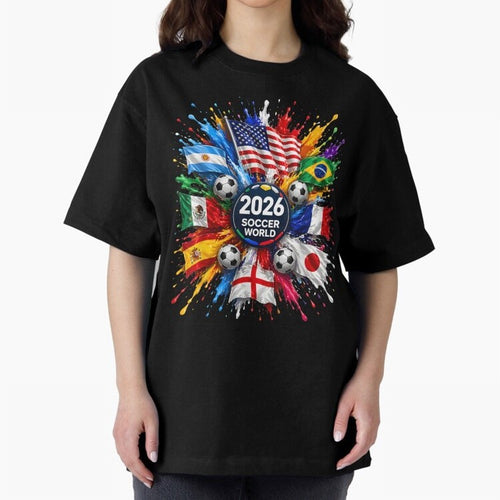 2026 Soccer World USA Flag Burst Fan Tee Oversized T-Shirt Bring Legendary Rivalry Energy to the FIFA World Cup 2026 Journey through Mbappe Highlights, Spain and Netherlands Pride, Football Festival Excitement, Trophy Ambitions, Country Rivalries