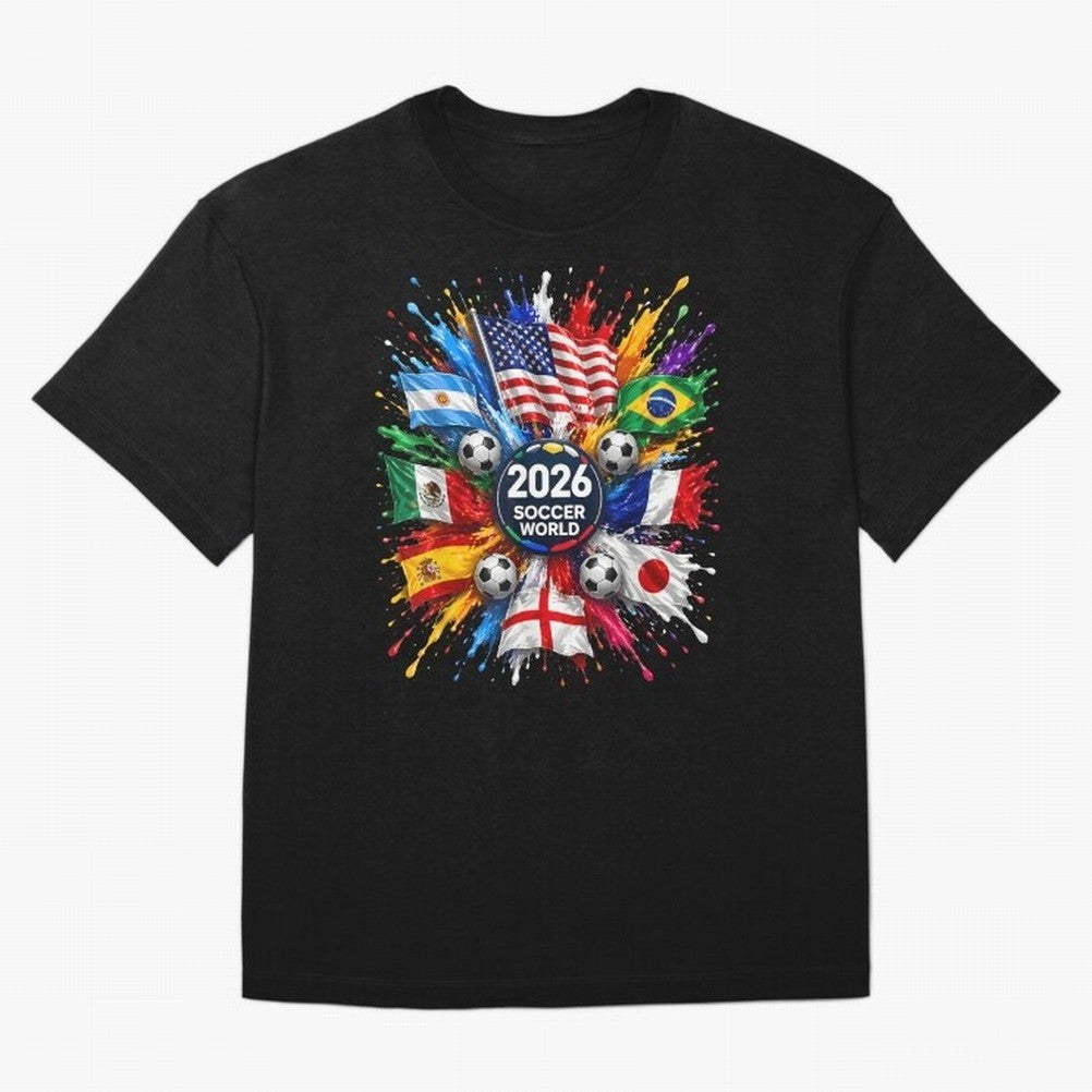 2026 Soccer World USA Flag Burst Fan Tee Oversized T-Shirt Bring Legendary Rivalry Energy to the FIFA World Cup 2026 Journey through Mbappe Highlights, Spain and Netherlands Pride, Football Festival Excitement, Trophy Ambitions, Country Rivalries