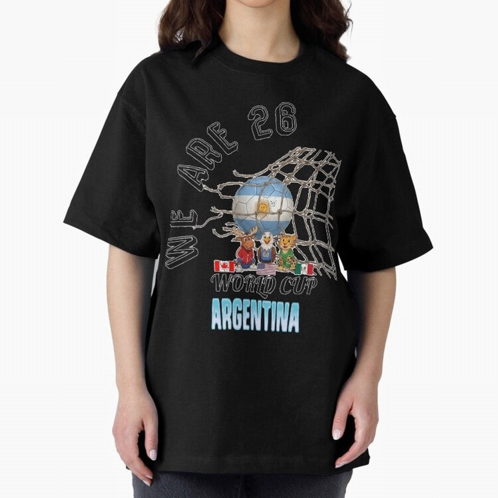 World Cup 26 - Argentina Oversized T-Shirt Keep the Match Day Mood of Global Football Passion for FIFA World Cup 2026 USA Canada Mexico, Driven by Cristiano Ronaldo, England, Global Supporter Spirit, Legendary Goals, National Colors and Tournament