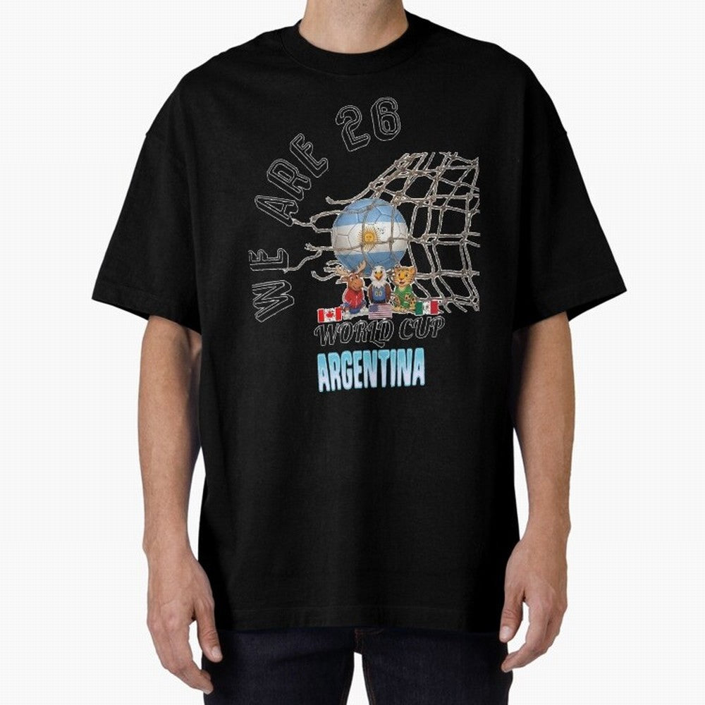 World Cup 26 - Argentina Oversized T-Shirt Keep the Match Day Mood of Global Football Passion for FIFA World Cup 2026 USA Canada Mexico, Driven by Cristiano Ronaldo, England, Global Supporter Spirit, Legendary Goals, National Colors and Tournament
