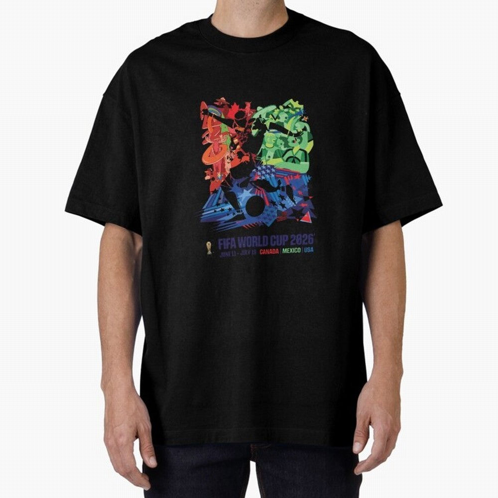 Host Nations Cultural Splash Art Oversized T-Shirt Fuel Your Fan Pride for FIFA World Cup 2026 Group Stage Spirit, with France, Messi, Football History, Final Match Energy, Crowd Noise and Once in a Lifetime Moments; Created for Match Day Parties,
