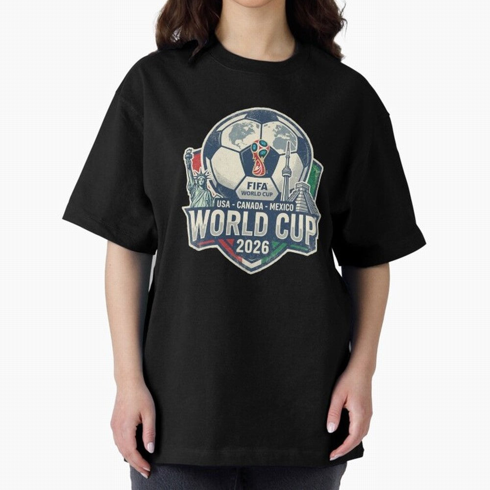 North America United Soccer 2026 Vintage Crest Oversized T-Shirt Celebrate Classic Football Spirit in FIFA World Cup 2026 Group Stage for Fans of Haaland and Mbappe and Argentina, Bringing Football History, Final Match Energy, Crowd Noise and Once