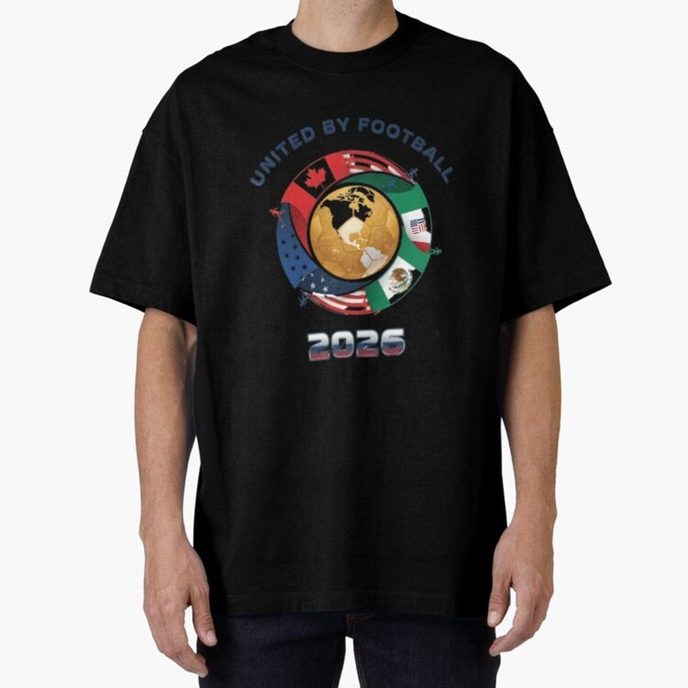 United By Football 2026 Oversized T-Shirt Stand Out with Spirit from FIFA World Cup 2026 USA Canada Mexico Centered on Haaland, Brazil, Portugal and Argentina Energy, Stadium Chants, National Pride, Trophy Dreams and Unforgettable Football