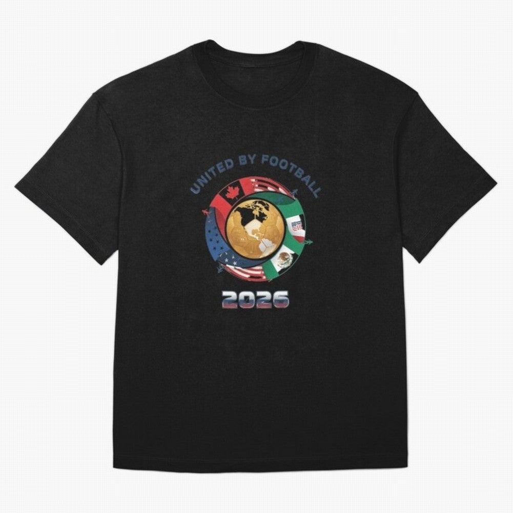 United By Football 2026 Oversized T-Shirt Follow the Final Road of FIFA World Cup 2026 Group Stage for Fans of Cristiano Ronaldo and Argentina and Brazil, Bringing Tournament Hype, Historic Matchups, Family Viewing Parties and Global Sports Pride;