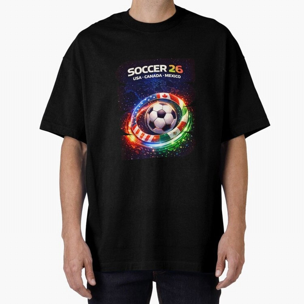 North America Soccer 2026 Soccer 26 Usa Canada Mexico Fan United 2026 Soccer Oversized T-Shirt Step into FIFA World Cup 2026 USA Canada Mexico for Fans of Messi and Argentina, Bringing Championship Spirit, Famous Goals, Roaring Crowds and