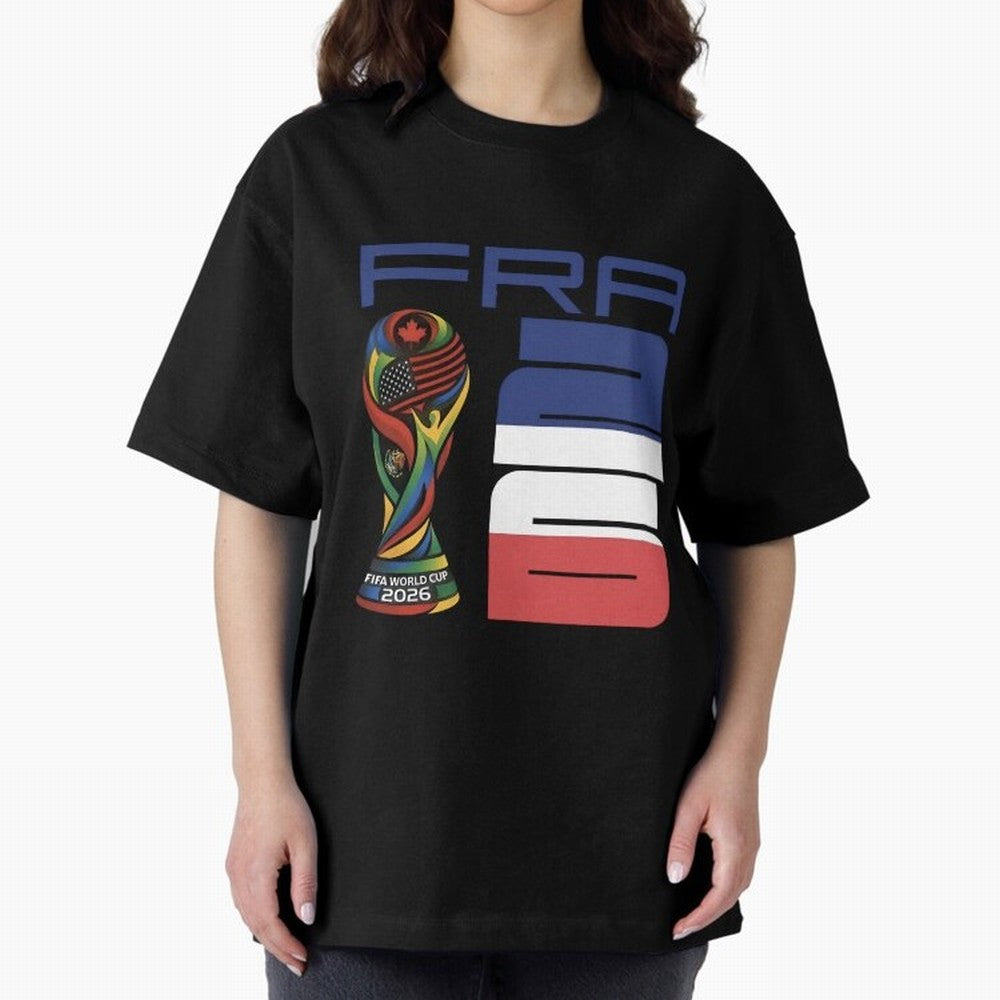 France World Cup 2026 Soccer - FRA 26 Blue White Red Oversized T-Shirt Make Memories around FIFA World Cup 2026 USA Canada Mexico Spirit, Filled with France, Mbappe and Neymar, Football Festival Excitement, Trophy Ambitions, Country Rivalries and