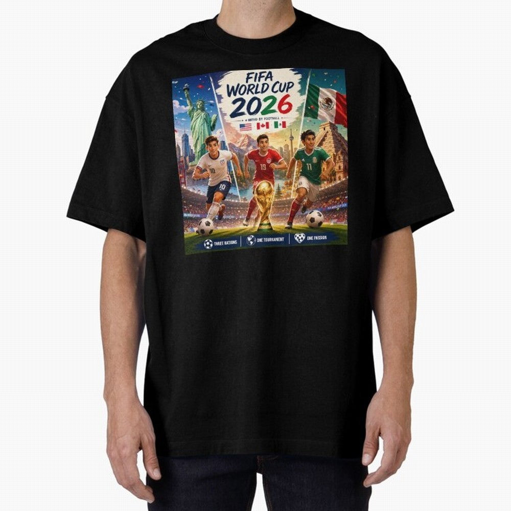 United by Football 2026 #football 2026 Oversized T-Shirt Show Your Love for Global Football Passion for FIFA World Cup 2026 USA Canada Mexico, Capturing CR7 and Messi, England and Germany, Vintage Soccer Flavor, Modern Football Stars, National