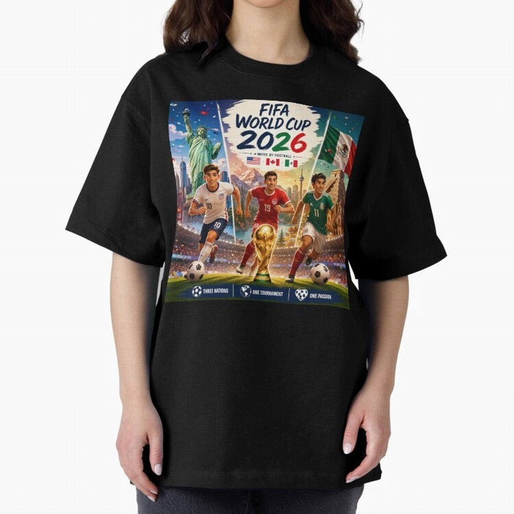United by Football 2026 #football 2026 Oversized T-Shirt Show Your Love for Global Football Passion for FIFA World Cup 2026 USA Canada Mexico, Capturing CR7 and Messi, England and Germany, Vintage Soccer Flavor, Modern Football Stars, National