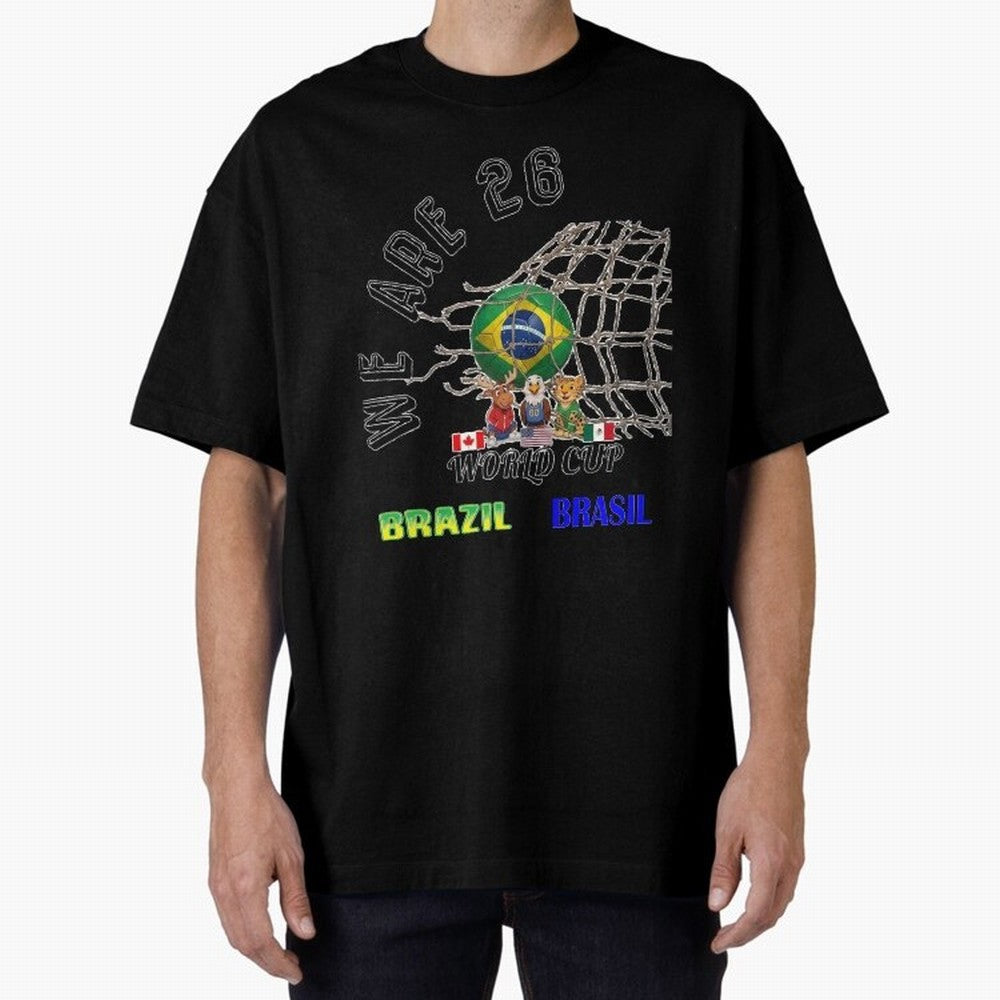World Cup 26 - Brazil Oversized T-Shirt Relive the Noise and Pride of FIFA World Cup 2026 Driven by Messi, CR7 and Mbappe, Germany Energy, Classic Soccer Heritage, Championship Pressure, Fan Loyalty and International Pride; Great for Supporters Who