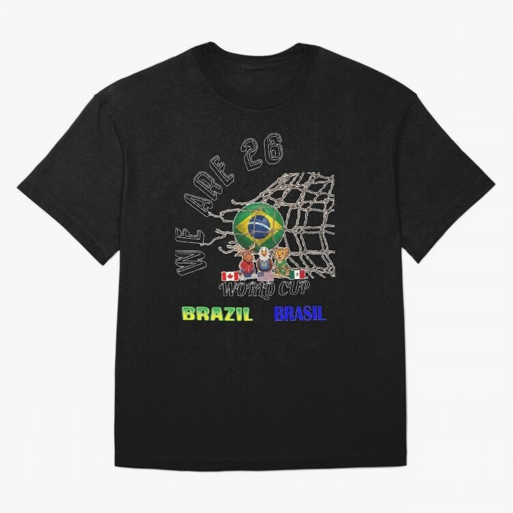 World Cup 26 - Brazil Oversized T-Shirt Relive the Noise and Pride of FIFA World Cup 2026 Driven by Messi, CR7 and Mbappe, Germany Energy, Classic Soccer Heritage, Championship Pressure, Fan Loyalty and International Pride; Great for Supporters Who