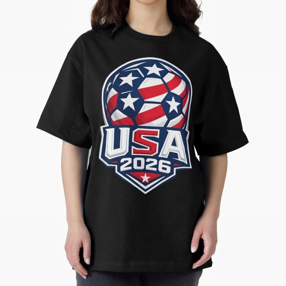 USA 2026 World Cup T-Shirt - Star Spangled Soccer Design - American Host Fan Tee Oversized T-Shirt Join the Global Buzz around FIFA World Cup 2026 Group Stage Made for Messi, CR7 and Mbappe, Argentina and Brazil Energy, Fan Favorite Moments,