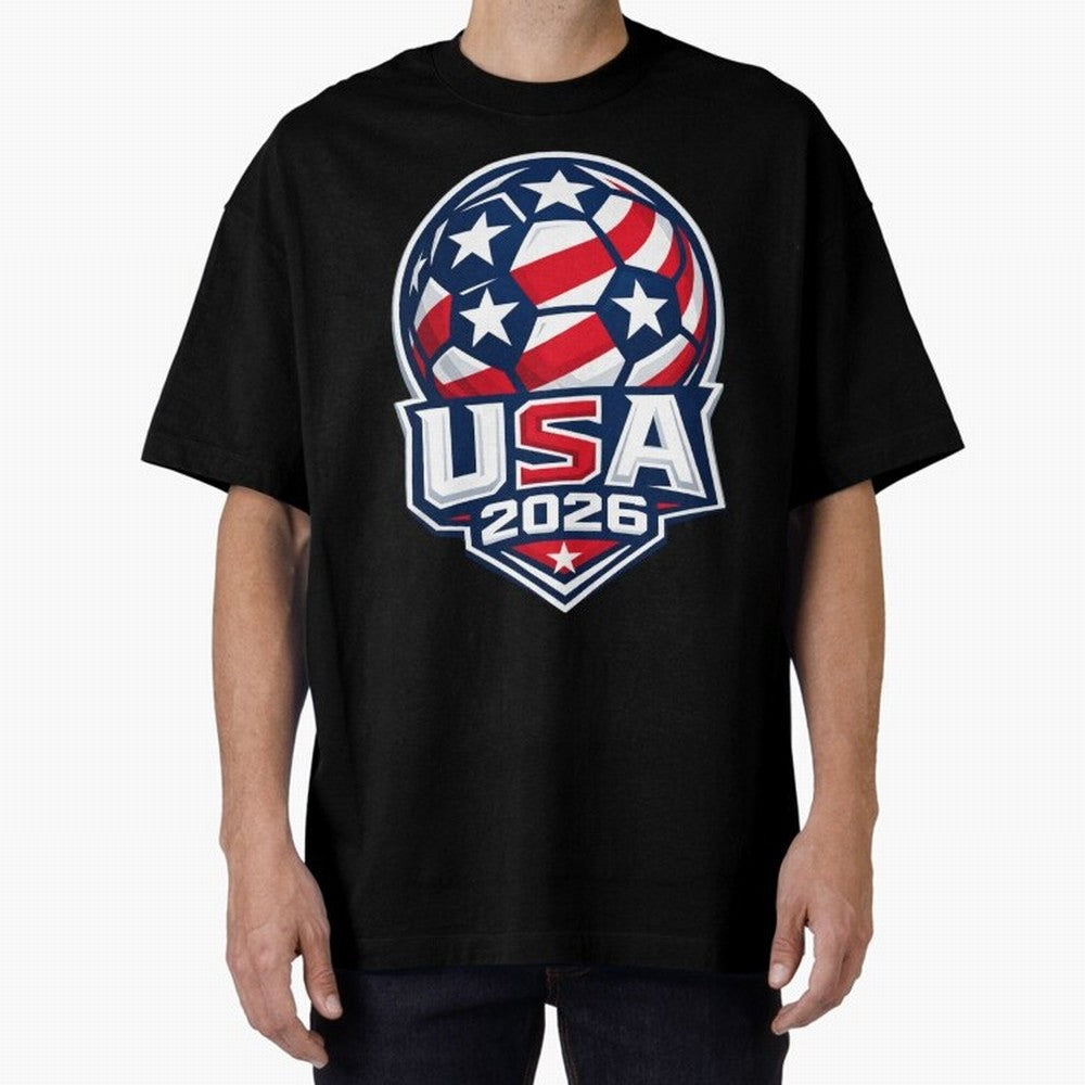 USA 2026 World Cup T-Shirt - Star Spangled Soccer Design - American Host Fan Tee Oversized T-Shirt Join the Global Buzz around FIFA World Cup 2026 Group Stage Made for Messi, CR7 and Mbappe, Argentina and Brazil Energy, Fan Favorite Moments,