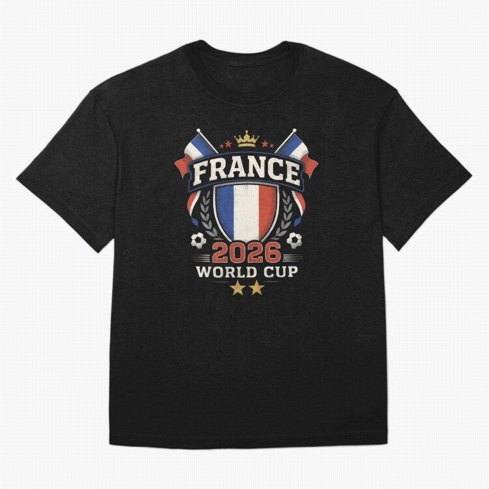 France World Cup 2026 Football Heritage - Les Bleus Crest Oversized T-Shirt Celebrate Soccer Greatness during FIFA World Cup 2026 for Fans of Messi and Brazil, Bringing Retro Football Energy, Iconic Rivalries, Trophy Chase Drama and Stadium