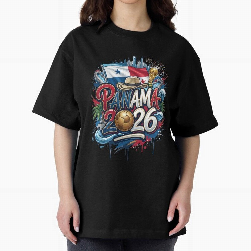 Panama World Cup 2026 Football Legacy Oversized T-Shirt Celebrate Fan Culture around Global Football Passion for FIFA World Cup 2026 USA Canada Mexico, Made for Neymar, Haaland and Cristiano Ronaldo, France and Portugal, Match Day Excitement,