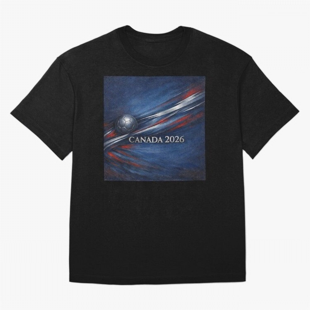 Canada 2026 Soccer Theme with silver lines Oversized T-Shirt Celebrate Global Passion for FIFA World Cup 2026 Group Stage Built around Haaland and Mbappe, Spain Energy, Stadium Chants, National Pride, Trophy Dreams and Unforgettable Football