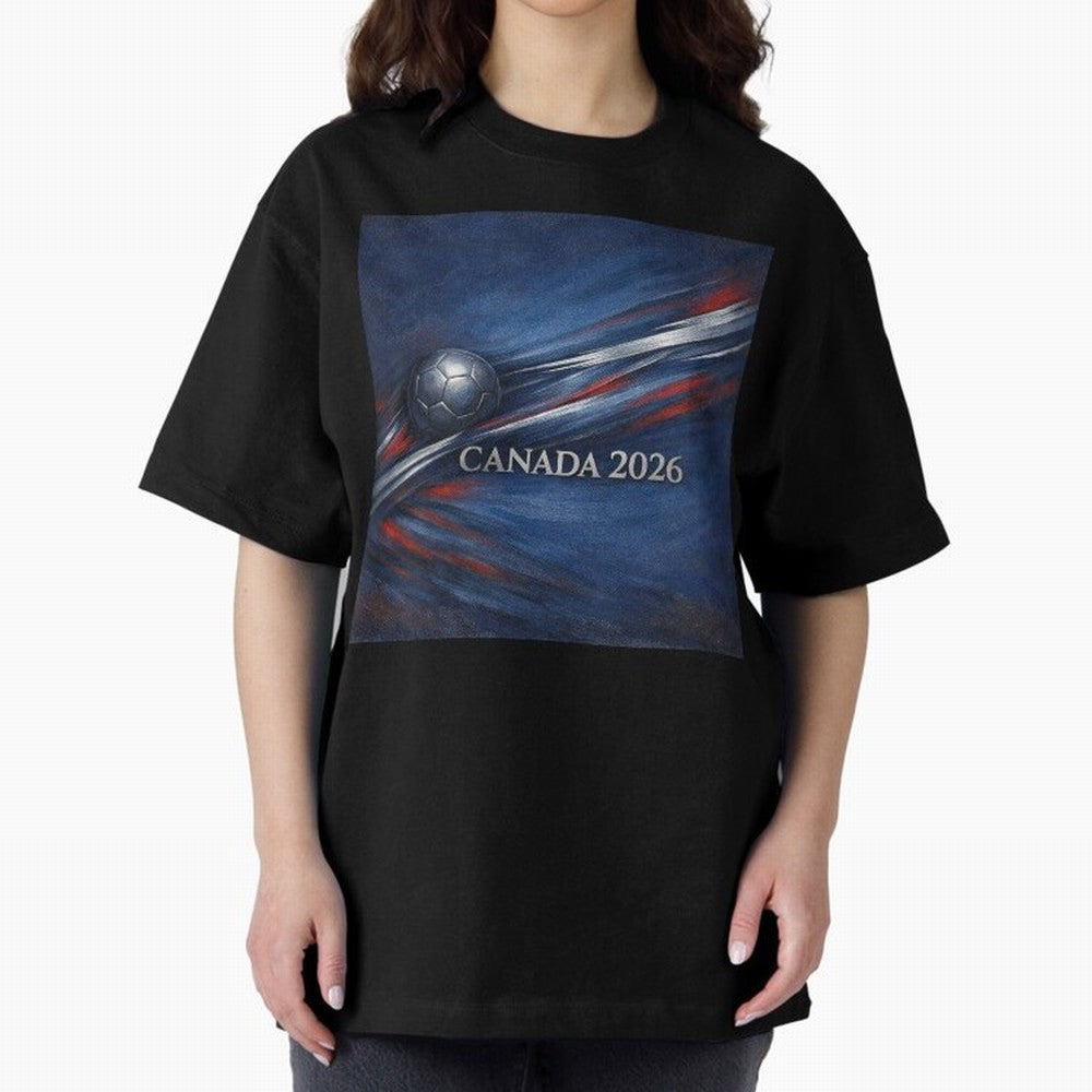 Canada 2026 Soccer Theme with silver lines Oversized T-Shirt Celebrate Global Passion for FIFA World Cup 2026 Group Stage Built around Haaland and Mbappe, Spain Energy, Stadium Chants, National Pride, Trophy Dreams and Unforgettable Football