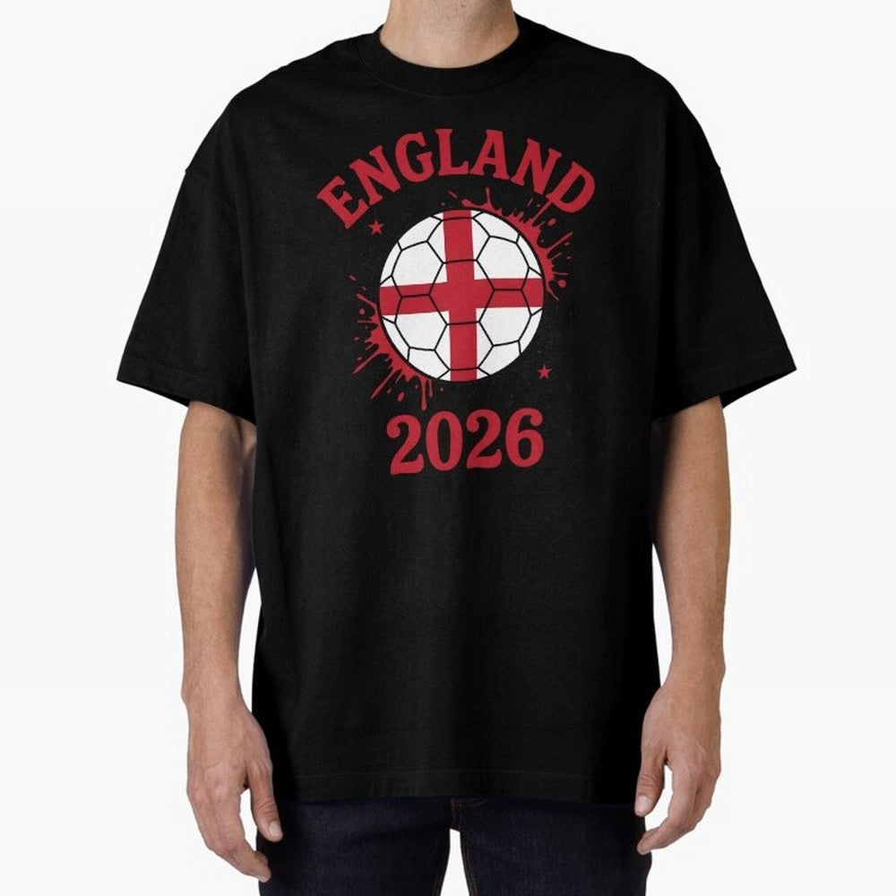 England World Cup 2026 football supporter| St George Cross Football Oversized T-Shirt Celebrate Soccer Greatness during FIFA World Cup 2026 for Fans of Cristiano Ronaldo and England and Germany, Bringing Football History, Final Match Energy, Crowd