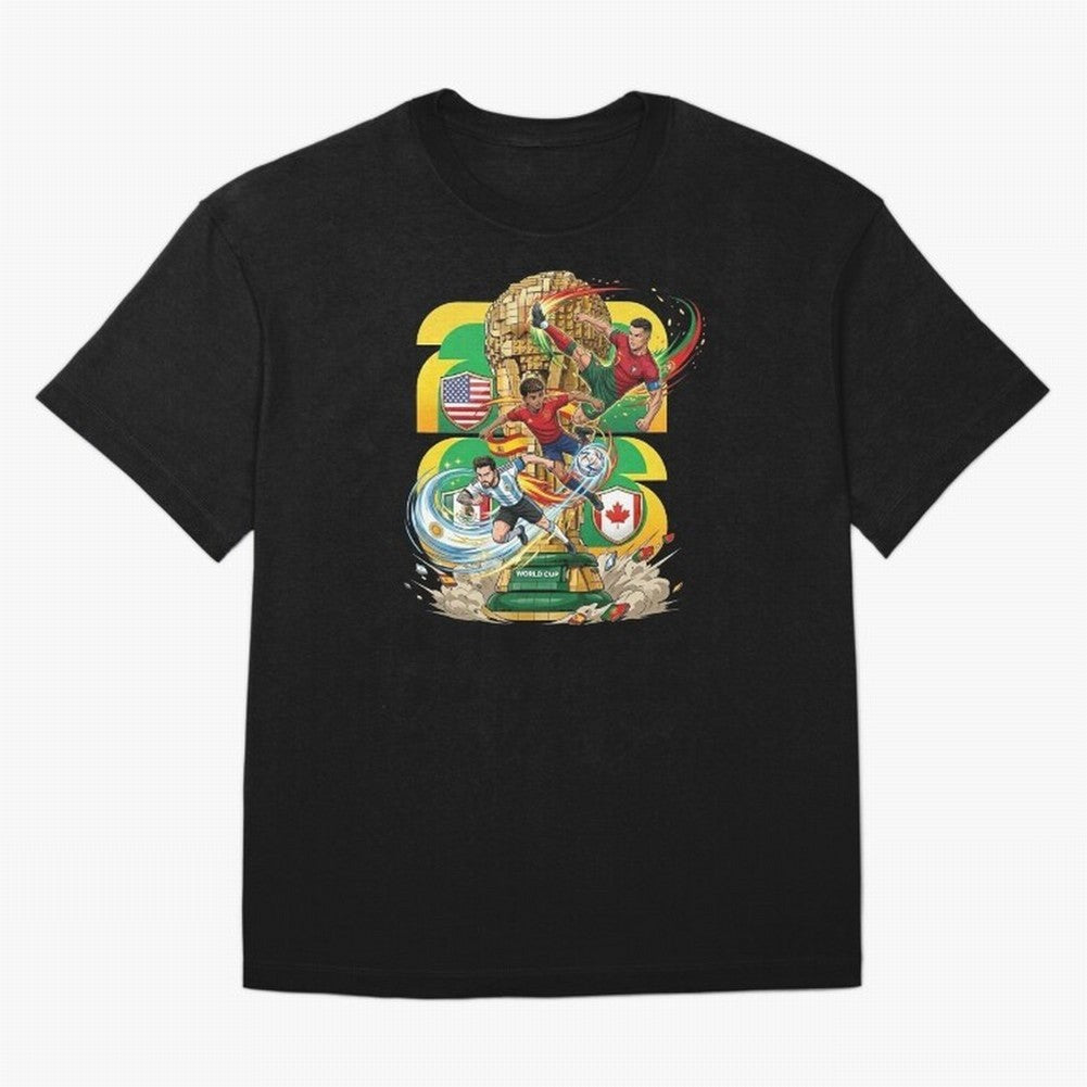 World Cup Teams 2026 Oversized T-Shirt Support FIFA World Cup 2026 Spirit, Made for France and Portugal, CR7 and Messi, Fan Favorite Moments, National Team Passion, Big Match Drama and Soccer History; Made for Die Hard Supporters, Soccer Lovers,