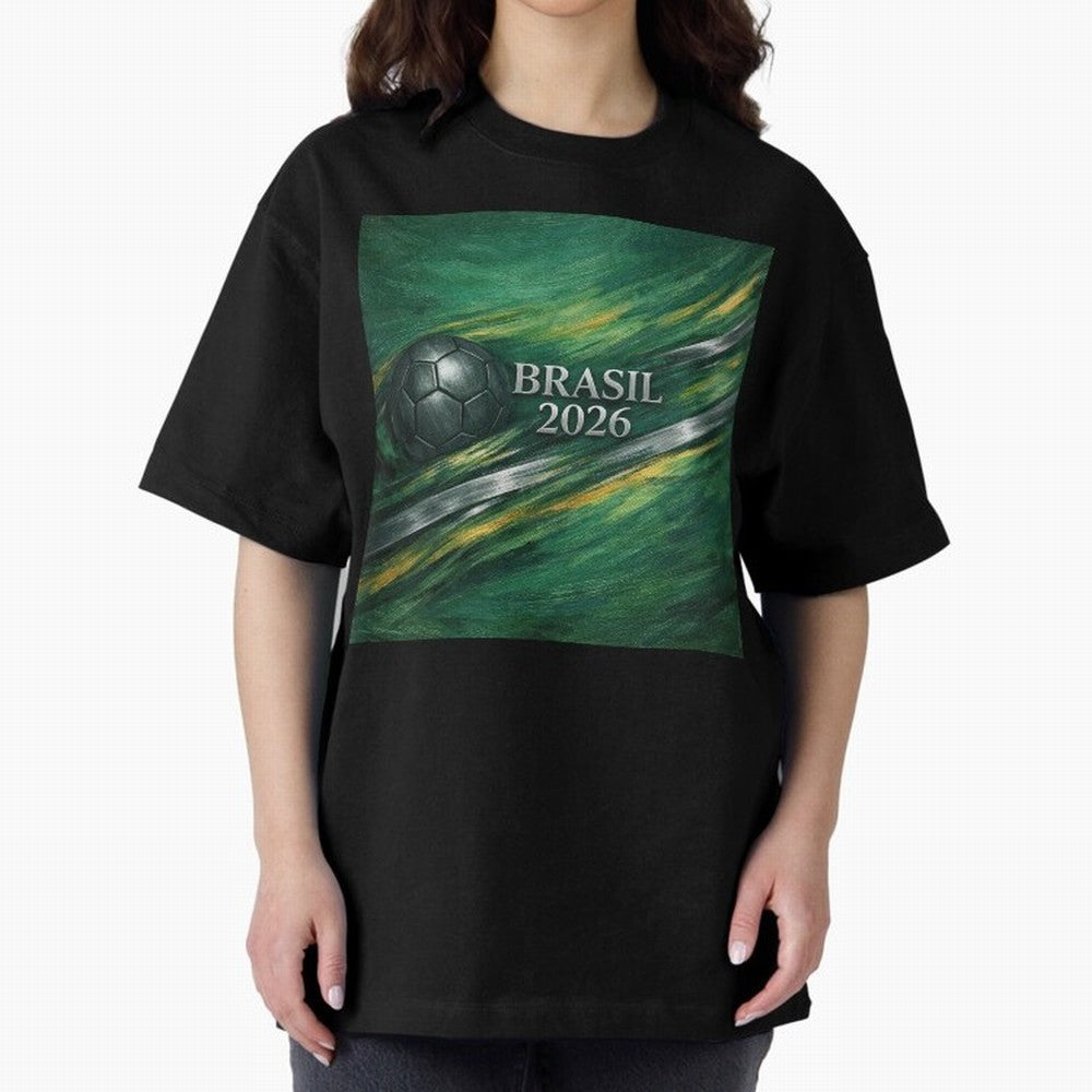 Brazil World Cup 2026 Concept Oversized T-Shirt Join the Countdown to FIFA World Cup 2026 USA Canada Mexico Spirit, Filled with Argentina and Brazil, Cristiano Ronaldo, Soccer Culture, Superstar Moments, National Team Dreams and Competitive Fire;