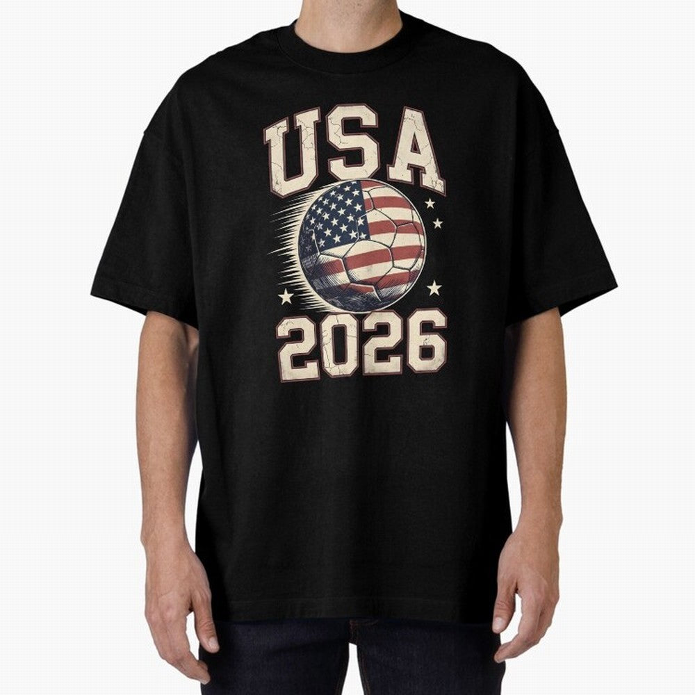 USA 2026 World Cup Soccer Oversized T-Shirt Follow the Final Road of Match Day Hype around FIFA World Cup 2026 USA Canada Mexico, Messi, Neymar and Mbappe, England, France and Netherlands, Global Supporter Spirit, Legendary Goals, National Colors