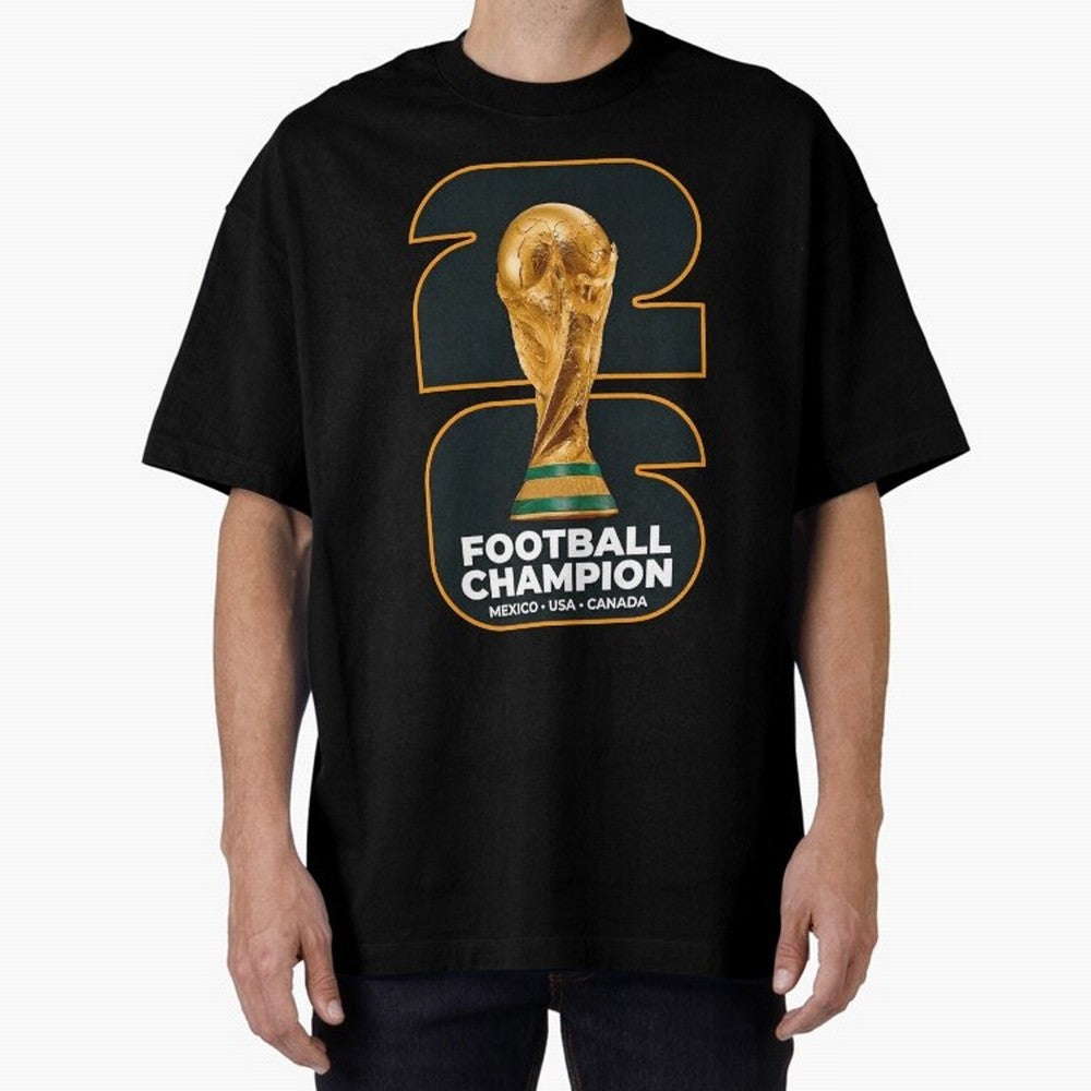 2026 Soccer Tournament Graphic - Football Champion Art Oversized T-Shirt Carry National Pride through Global Football Passion for FIFA World Cup 2026, Centered on Messi, CR7 and Mbappe, Germany, Retro Football Energy, Iconic Rivalries, Trophy Chase