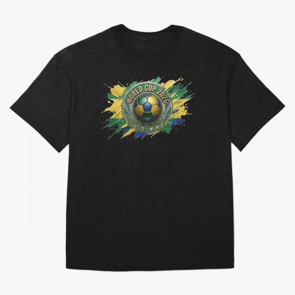 World Cup 2026 Brazil Soccer Ball Paint Splash Oversized T-Shirt Fuel the Hype around Match Day Hype around FIFA World Cup 2026 USA Canada Mexico, Messi, CR7 and Mbappe, Argentina and Brazil, Football Festival Excitement, Trophy Ambitions, Country