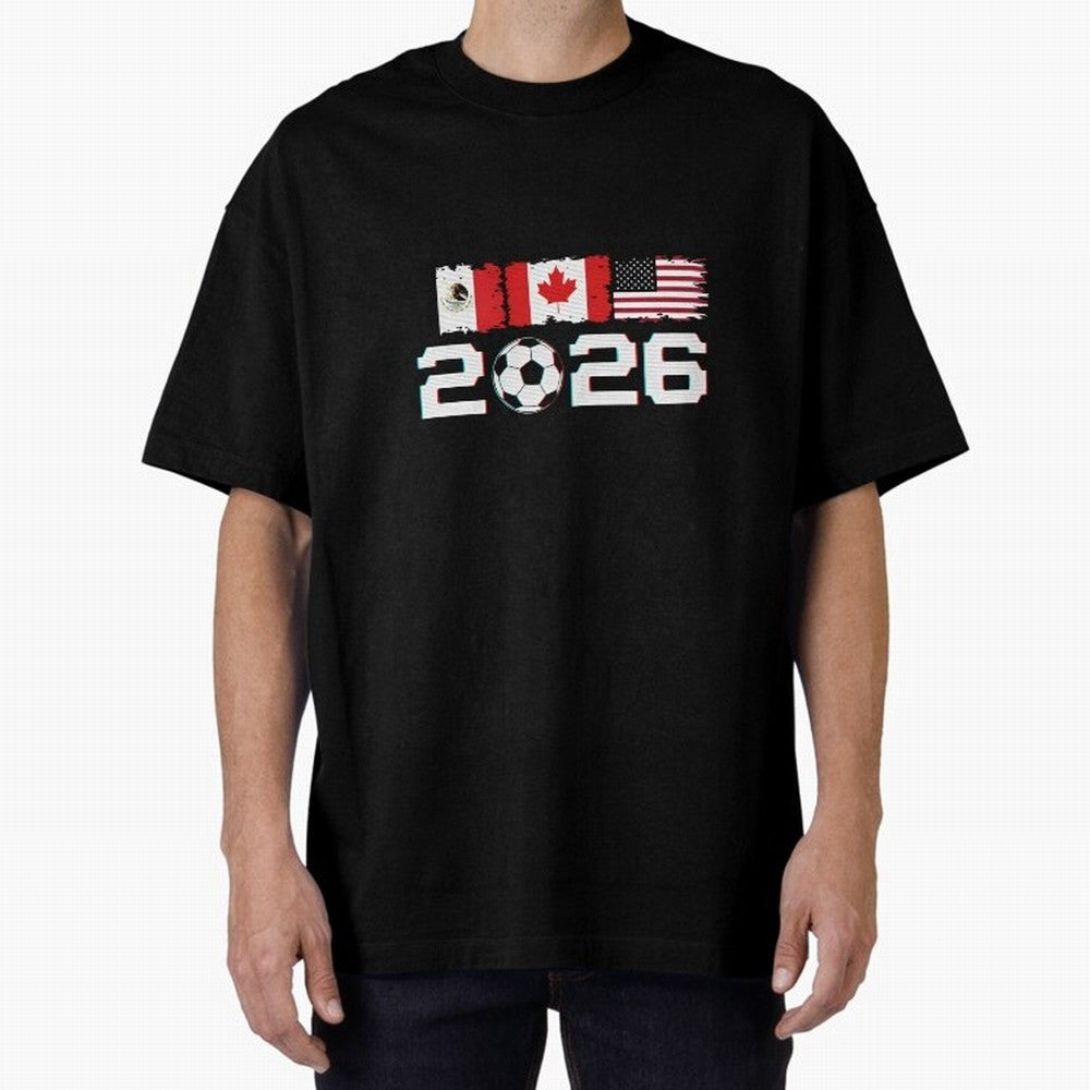 Glitched United 2026 Cup - North America Emblem Part 2 T-Shirt_82924673 Oversized T-Shirt Celebrate Football Dreams Across FIFA World Cup 2026 USA Canada Mexico Spirit, Inspired by Spain, Neymar, Sports Nostalgia, International Competition, Famous