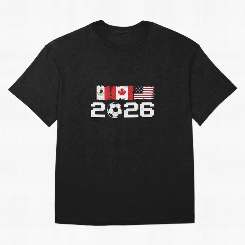 Glitched United 2026 Cup - North America Emblem Part 2 T-Shirt_82924673 Oversized T-Shirt Celebrate Football Dreams Across FIFA World Cup 2026 USA Canada Mexico Spirit, Inspired by Spain, Neymar, Sports Nostalgia, International Competition, Famous
