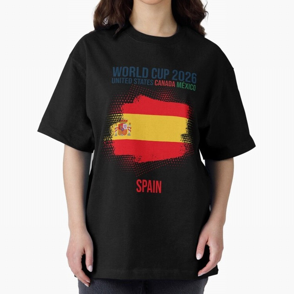 SPAIN WORLD CUP 2026 Oversized T-Shirt Feel the Heartbeat of FIFA World Cup 2026 Spirit, Filled with France and Portugal, Mbappe, Football History, Final Match Energy, Crowd Noise and Once in a Lifetime Moments; Great for Watch Parties, Sports