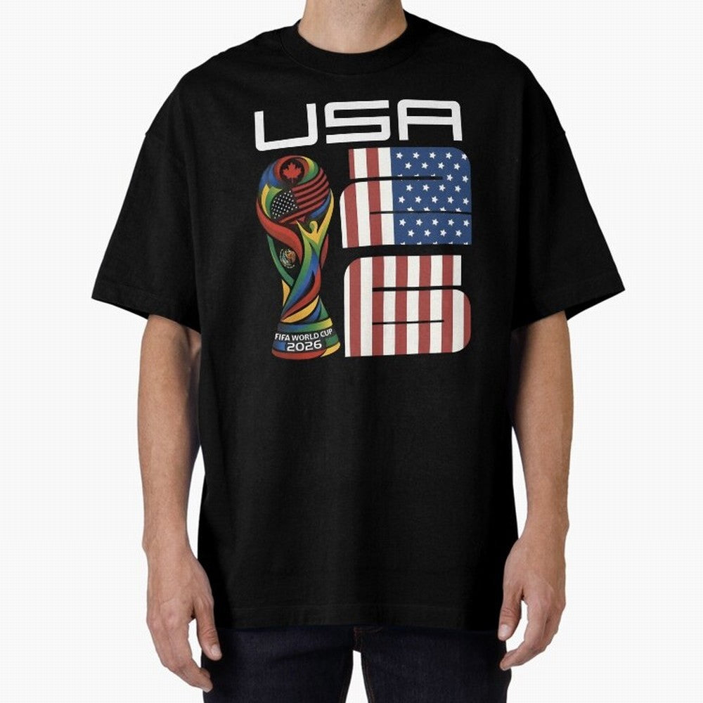 USA World Cup 2026 Host Nation Soccer Design Oversized T-Shirt Showcase FIFA World Cup 2026 Centered on Cristiano Ronaldo, Argentina and Brazil Energy, Classic Soccer Heritage, Championship Pressure, Fan Loyalty and International Pride; Perfect for
