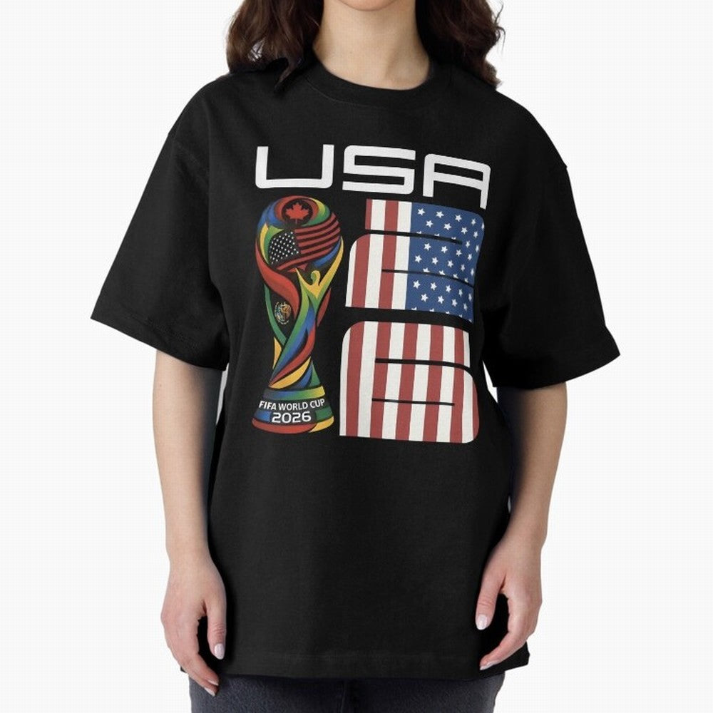 USA World Cup 2026 Host Nation Soccer Design Oversized T-Shirt Showcase FIFA World Cup 2026 Centered on Cristiano Ronaldo, Argentina and Brazil Energy, Classic Soccer Heritage, Championship Pressure, Fan Loyalty and International Pride; Perfect for