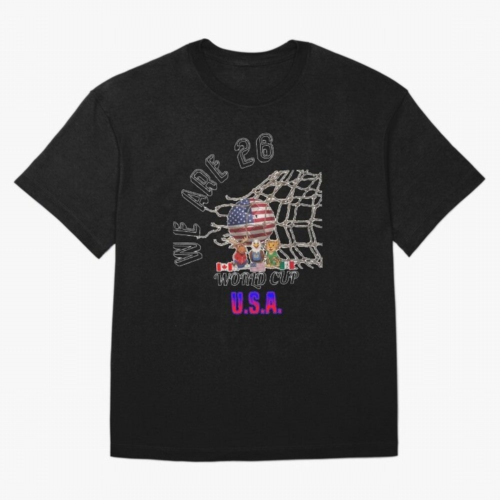 World cup 26 - USA Oversized T-Shirt Elevate Global Football Passion for FIFA World Cup 2026 USA Canada Mexico, Connected to Messi, Neymar and Mbappe, Brazil, Stadium Chants, National Pride, Trophy Dreams and Unforgettable Football Memories; Ideal
