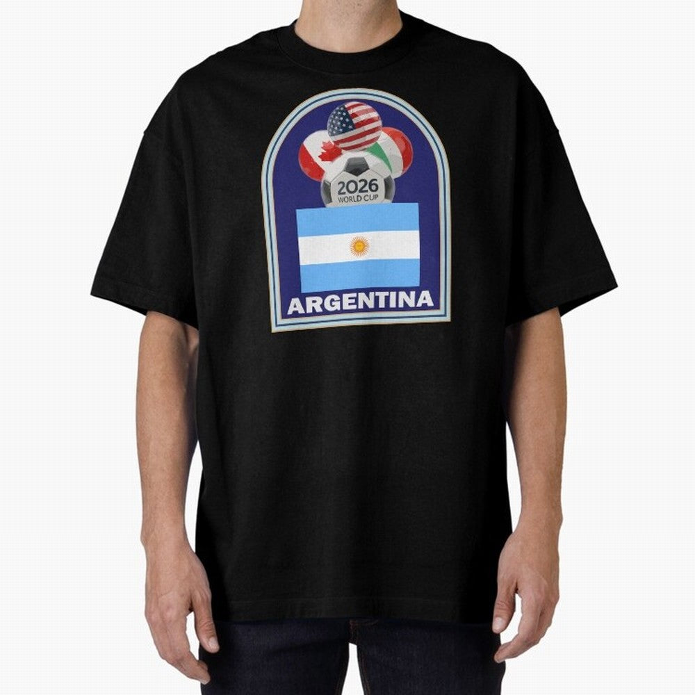 Argentina 2026 Soccer T-shirt Oversized T-Shirt Follow the Final Road of Global Football Passion for FIFA World Cup 2026, Highlighting Mbappe and Neymar, France, Football Festival Excitement, Trophy Ambitions, Country Rivalries and Star Player